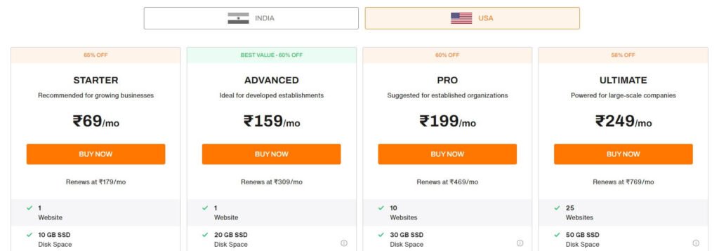 Choose your web hosting plan