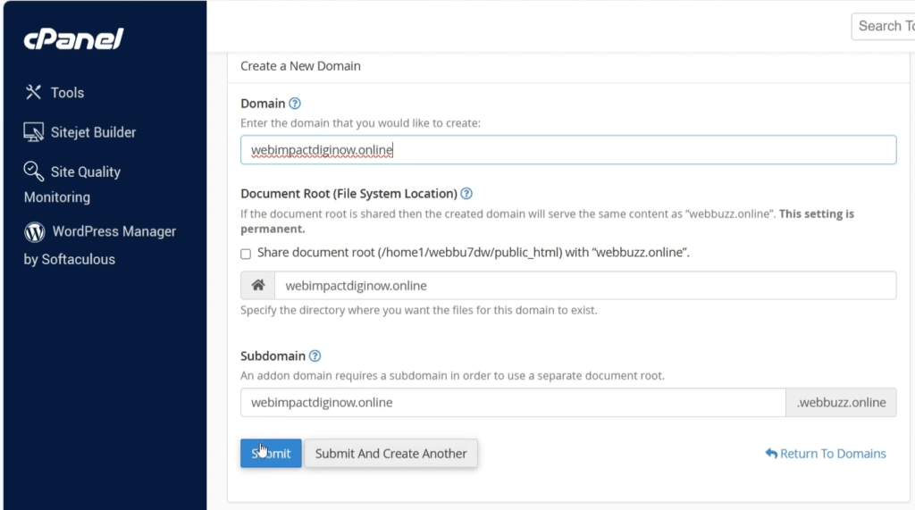 Paste your domain name and click on Submit